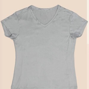 Playera Dama Cuello “V” – Gris Perla