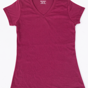 Playera Básica Cuello V 120 g – Color Vino