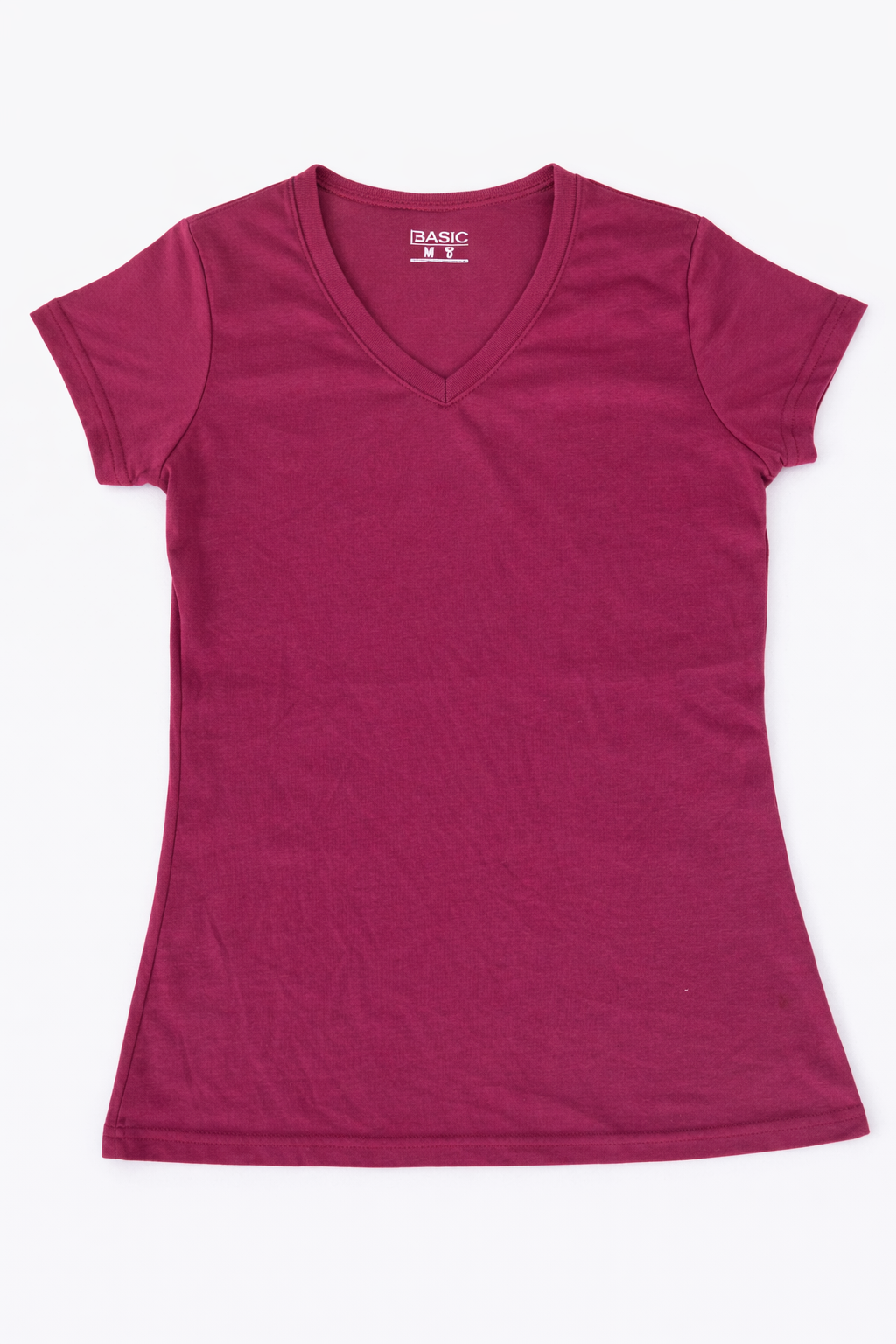 Playera Básica Cuello V 120 g – Color Vino