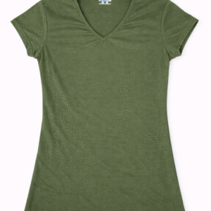Playera Cuello V Mujer 120 g – Verde Olivo