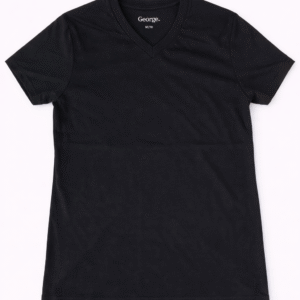 Playera Básica Hombre Cuello V 120 g – Negro